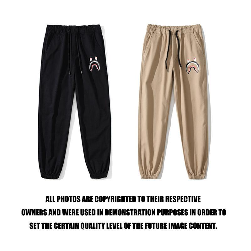 Bathing Ape Pant Trendy Brand Men's Shark Head Waist-Tied Ankle-Tied Woven Fabric Trousers